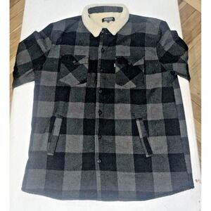 Grizzly Grip Tape Long Sleeve Men's Flannel Sweater Jacket XL Black Plaid Jacket